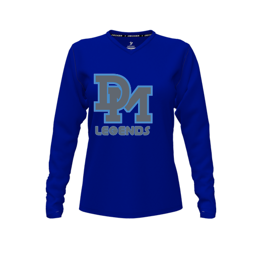 [CUS-DFW-TEES-CMF-VNK-LSL-RYL-FYXS-LOGO2] Decker Comfort T-Shirt (Female Youth XS, Royal, V Neck, Logo 2, Long Sleeve)