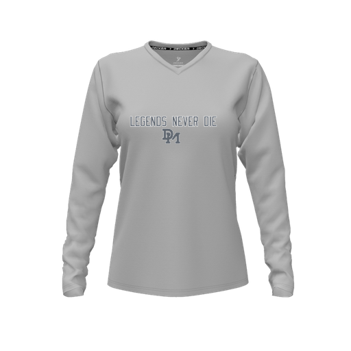 [CUS-DFW-TEES-CMF-VNK-LSL-GRY-FYXS-LOGO3] Decker Comfort T-Shirt (Female Youth XS, Gray, V Neck, Logo 3, Long Sleeve)