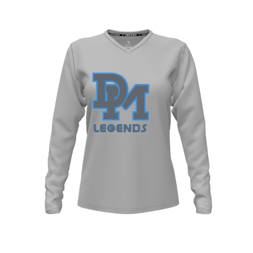 [FTLVCFGY-FYXS-LOGO2] Decker Comfort T-Shirt (Female Youth XS, Gray, V Neck, Logo 2, Long Sleeve)