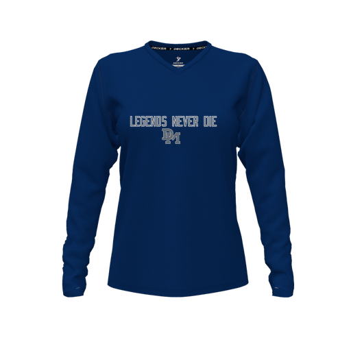 [FTLVPTNV-FYXS-LOGO3] Decker Performance T-Shirt (Female Youth XS, Navy, V Neck, Logo 3, Long Sleeve)