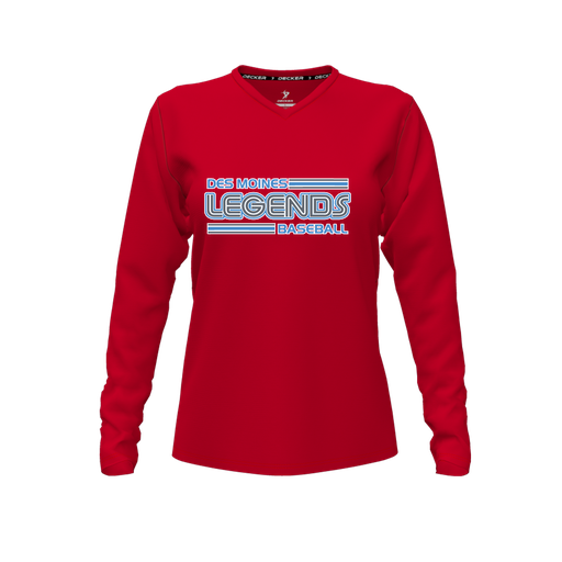 [FTLVPTRD-FYXS-LOGO1] Decker Performance T-Shirt (Female Youth XS, Red, V Neck, Logo 1, Long Sleeve)